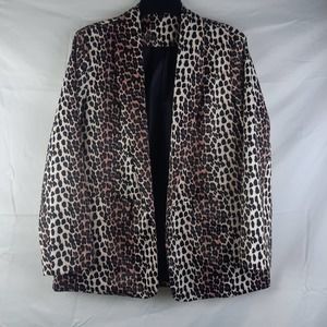 NWT The Vintage Wild Flowers Stunning Leopard print lined open blazer XL
